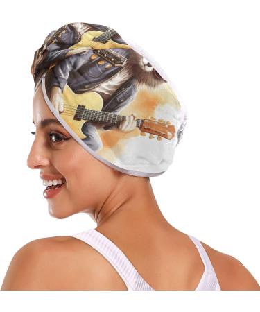 Raccoon Guitar Hair Towel 2 Pack | Super Absorbent Quick Dry Turbans for Women & Girls - Buy Online on GoSupps.com
