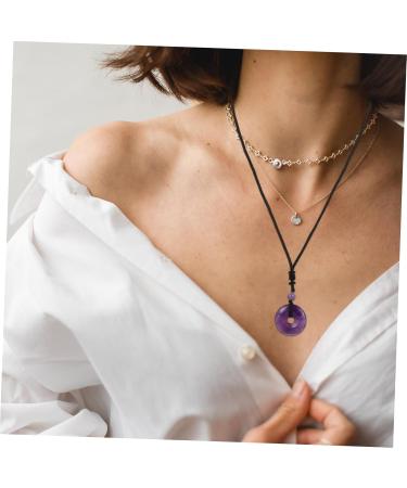 Shop Solustre 2-Stone Necklace with Safety Buckle - Elegant Crystal Pendant Jewelry for Women & Men - Purple Circle Necklace with Coin Design - Buy Online on GoSupps.com