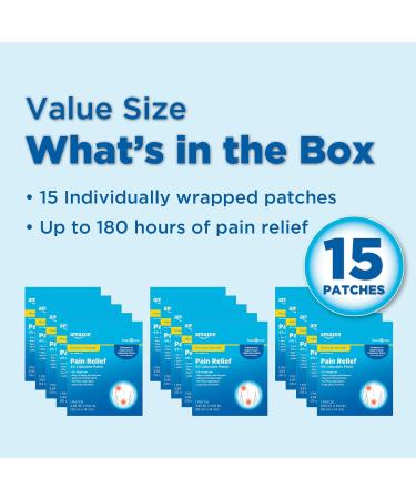 Amazon Basic Care Maximum Strength 4% Lidocaine Pain Relief Patch | 15-Count Box | 3.9 x 5.5 inches | Fast Acting Relief - Buy Online on GoSupps.com