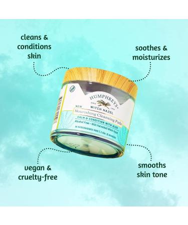 Humphreys Nourishing Witch Hazel Cleansing Pads with Aloe - Alcohol Free & Unscented - Buy Online on GoSupps.com