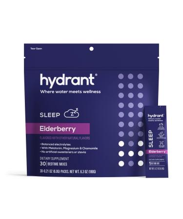 Hydrant Sleep Hydration Powder  Rest and Recovery Drink Mix  Fast-Acting Blend of Melatonin, L-Theanine, GABA, Magnesium & Chamomile  Elderberry Electrolyte Powder (Elderberry, 30 Pack) Elderberry 30 Count (Pack of 1)