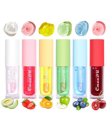 Natural Plumping Hydrating Lip Gloss  Crystal Jelly Fruit Extract Lip Care Lipstick  Magic Temperature Color Change Lip Plumper Gloss  Long Lasting Moisturizing Glitter Shine Lip Oil Tint for Dry Lip (6pcs)
