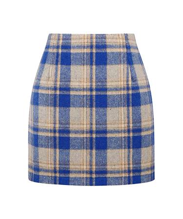 Women's skirt winter boho elastic high waist cord strain chiffon swing Bell rock ladies ruffle skirt shirt extension rock elegant leisure skirt a-line skirts blue m