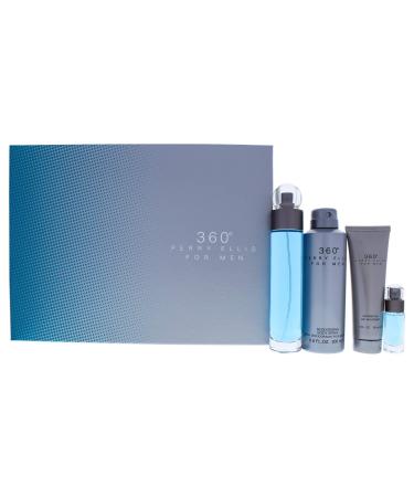 Perry Ellis 360 By Perry Ellis for Men - 4 Pc Gift Set 3.4oz Edt Spray, 6.8oz Deodorizing Body Spray, 3.0oz Shower Gel, 0.25oz Edt Spray, 4count