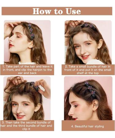 8PCS Sparkling Crystal Stone Braided Hair Clips for Women - Clover Rhinestone Hair Accents - Set of 3 Mini Clips for Ladies and Girls - Buy Online on GoSupps.com