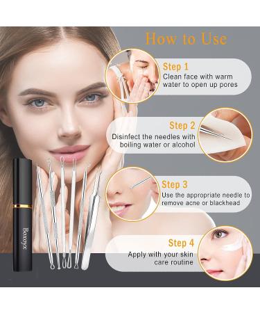 Pimple Popper Tool Kit - 6Pcs Blackhead Remover Comedone Extractor Set in Metal Case - Buy Online on GoSupps.com