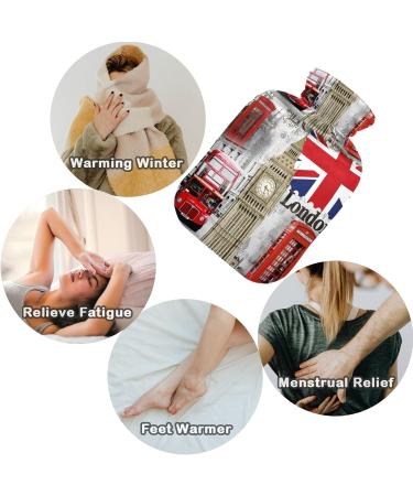 NAANLE Retro London Big Ben Heat Bottle - 1L Transparent Hot Water Bottle for Bed & Pain Relief - Hand & Feet Warmer - Heat & Cold Therapy - Buy Online on GoSupps.com