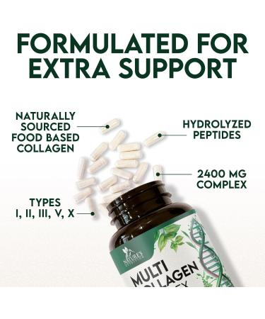 Multi Collagen 2400mg - Advanced Formula Types I II III V X - Hydrolyzed Multi Collagen Pills - Collagen Peptides Supplements for Women & Men - Hair Skin & Nail Support Supplement - 60 Capsules 60 Count (Pack of 1) - Buy Online on GoSupps.com