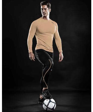 DRSKIN 4 3 or 1 Pack Men's Compression Shirts Top Long Sleeve Sports Baselayer Workout Running Athletic Gym X-Large Round Beige - Buy Online on GoSupps.com