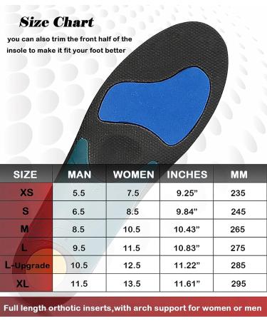 Daotshy Plantar Fasciitis Orthotic Shoe Inserts - Arch Support Gel Insoles for Men & Women - Relieve Fallen Arch & Flat Feet - Size Men 6-6.5/Women 8-8.5 (245mm) - Buy Online on GoSupps.com