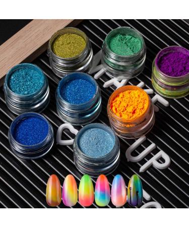 DAGEDA 24 Color Pigment Nail Powder - 3D DIY Nail Art Decoration in Colorful Iridescent Glitter for High-Gloss Halo Nails - Buy Online on GoSupps.com