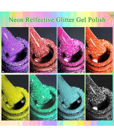 MIZHSE Neon Reflective Glitter Gel Polish Set - Sparkly Diamond Shimmer - Soak Off UV LED - Home & Salon Manicure - Buy Online on GoSupps.com