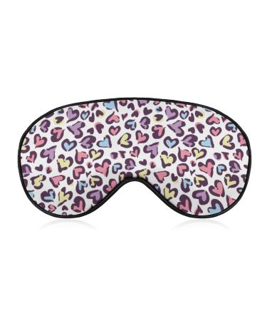 Heart Leopard Repeat Pattern Sleep Mask for Women Adjustable Sleeping Eye Shades Cover with Elastic Strap