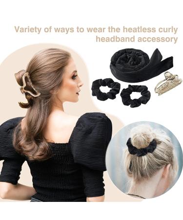 Velour Heatless Hair Curler Headband Set for Long Hair - No Heat Overnight Curlers with Clips for Women and Girls - Buy Online on GoSupps.com
