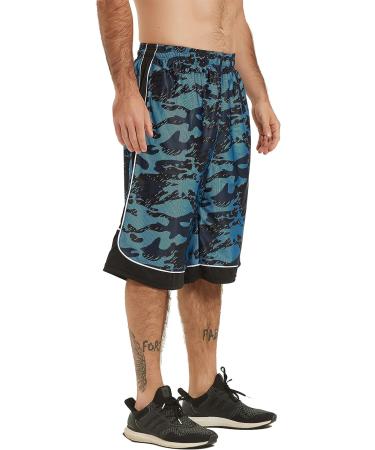 HQUEC Men's Long Basketball Shorts X-Large | Quick Dry Athletic Gym Shorts with Pockets - Brightblue/C1 - Buy Online on GoSupps.com
