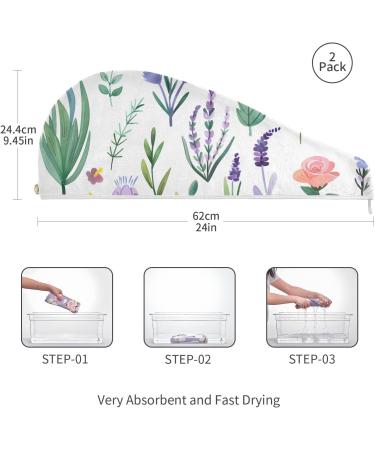 Super Absorbent Lavender Cactus Hair Towel 2 Pack - Quick Dry Turbans for Women & Girls - Buy Online on GoSupps.com