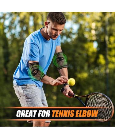 2-Piece Professional Copper Elbow Bandage for Arthritis & Tendon Inflammation - Tennis & Golfer's Arm Support for Men & Women - Buy Online on GoSupps.com