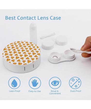 Happy Pizza Contact Lens Case | Portable Round Storage Box Kit with Mirror for Travel & Daily Use - Cute & Functional - Buy Online on GoSupps.com