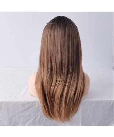 Sylhair 22 Long Brown Layered Synthetic Wig for Women | Ombre Brown-Dark Root Wigs - Buy Online on GoSupps.com