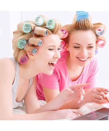 30 Pcs Hair Rollers 18 Pcs Self Grip Velcro Hair Rollers with 12 Pcs Duckbill Clips Small Medium Large Hair Rollers for Styling and Hair Volume (Rollers: 44mm 36mm and 25mm) blue yellow pink - Buy Online on GoSupps.com