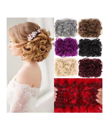 Messy Bun Hair Piece for Women Messy Bun Hair Piece Wave Curly Hair Buns Extension with Combs Synthetic Thick Chignon Hairpiece Clip in Ponytail Scrunchies Hair Pieces for Women Fake Hair Accessorie 16p613