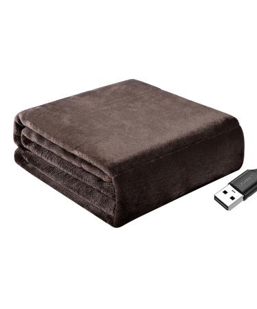 Jqual USB heating ceiling-multifunctional heating ceiling portable heating blanket heating blanket soft flannel cover three-speed setting for couch television Anniversary Braun Brown