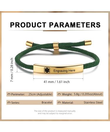 Emergency Medical Alert Bracelets - Custom Engraved Adjustable Titanium Steel Wristband for Men & Women - Personalized Gift - Non-Tarnish White - Buy Online on GoSupps.com