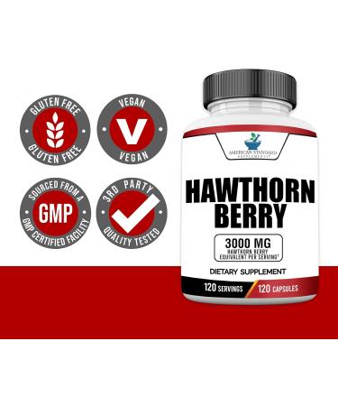 Buy Organic Hawthorn Berry 3000mg - Vegan Non-GMO Gluten-Free Supplements | American Standard - 120 Capsules - Buy Online on GoSupps.com