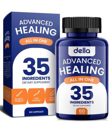 Della Advanced Healing Pre & Post Surgery Support Supplement - 35X Effective Ingredients For Wound Care Scar Treatment After-Surgery Injury Recovery - Includes Vitamins Minerals Probiotics & More