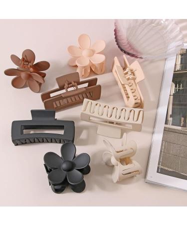 Claw Hair Clips | Rectangle Flower Shape Hair Clips Set of 8 Claw Hair Accessories Comfortable Anti-Slip Stable Hair Hold for Thin Thick Curly Hair - Buy Online on GoSupps.com