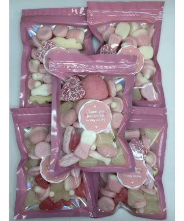 Thank You Birthday Gummy Jelly Sweet Pouch Party Bag Pink Pick N Mix 100g x 6