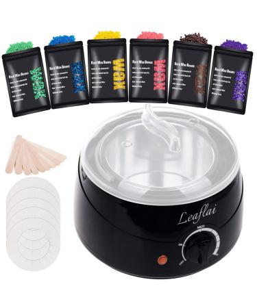 Waxing Kit for Women/Men,Wax Warmer for Hair Removal with 4 Hard Wax Beans,Hot Wax Heater for Full Body,Bikini Armpit Area,with 10 Wax Applicators Sticks/5 Protection Paper Circles