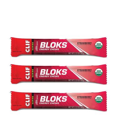 CLIF BLOKS - Energy Chews - Strawberry- Non-GMO - Plant Based Food - Fast Fuel for Cycling and Running-Workout Snack (2.1 Ounce Packet, 3 Count) Strawberry 3 Count (Pack of 1) - Buy Online on GoSupps.com