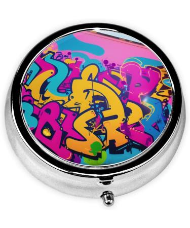 Graffiti Wall Mini Round Pill Box | 3 Compartment Portable Organizer for Travel & Daily Use - Buy Online on GoSupps.com