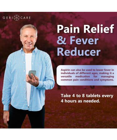 GeriCare Aspirin 81mg Adult Low Dose, Pain Reliever - Enteric Coated Tablets for Enhanced Absorption and Gentle Digestion Supports Blood Flow, Reduces Inflammation, 200 Count (Pack of 1) - Buy Online on GoSupps.com