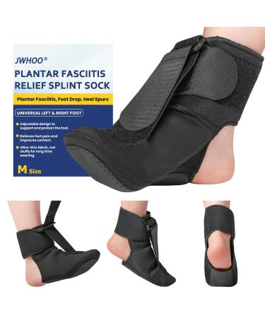 Plantar Fasciitis Brace Splint Sock - Night Orthotic Foot Drop Brace Ankle Support Adjustable & Lightweight Great for Plantar Fasciitis Relief Achilles Tendonitis Foot Drop Heel Pain (M) Medium
