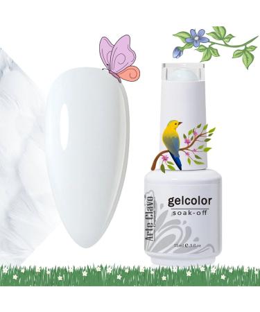 Arte Clavo Gel Nail Polish 1 Pcs 15ml Milky Pure White Color Gel Polish Set Soak Off LED Long-Wear Mirror Shine Essential Nail Gel Salon Manicure Design DIY at Home 0.5 Fluid Ounces 1323 AC-B1-002