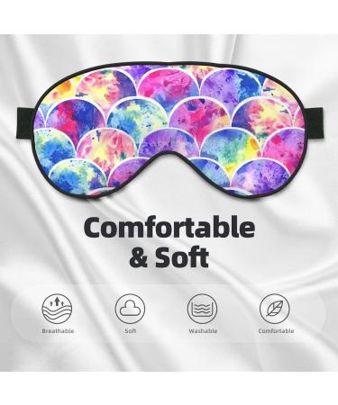Rainbow Mermaid Print Light Blocking Eye Mask | Soft Adjustable Sleep Mask for Travel & Yoga - Buy Online on GoSupps.com