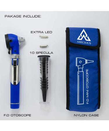 ABECIOUS Mini Otoscope Ear Infection Diagnostic Device with Light - Pocket Size Tool 10x Canula - Blue - Buy Online on GoSupps.com