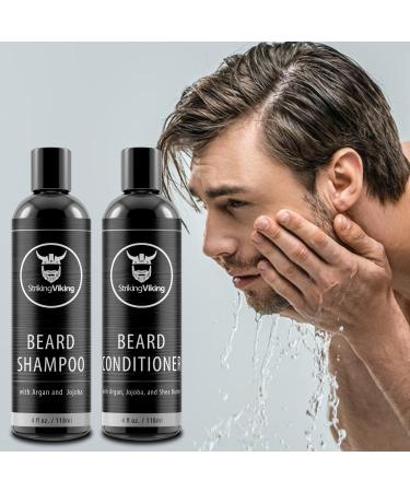 Striking Viking Beard Shampoo & Conditioner Set - All-Natural, Organic Argan & Jojoba Oils, Sulfate & Paraben Free for Cleanse Soften & Condition Beard - Men's Beard Care - Buy Online on GoSupps.com