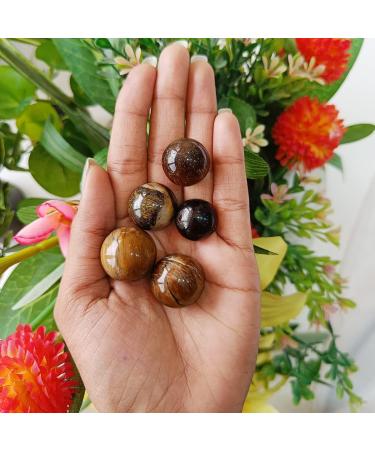 Aashita Creations 30mm Natural Tiger Eye Mini Sphere Ball - Pocket Crystal for Reiki Healing | 25-30g Brown - Buy Online on GoSupps.com