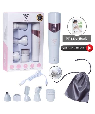 5 in 1 Electric Bikini Trimmer for Women - Rechargeable & Cordless Shaver for Women - Facial Hair Removal & Cleansing Brush - Wet & Dry Use - Buy Online on GoSupps.com