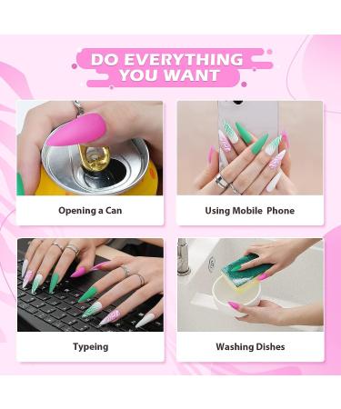 Barbie Pink & Green XXL Press on Nails - Jofay Fashion Designs | False Nails with Glue - 24pcs - Buy Online on GoSupps.com