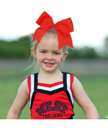 2 Pieces 8 Inch Large Ribbon Bows Hair Ties School Girls Red Ribbon for Hair Ponytail Holders Hair Styling Accessories (Red) - Buy Online on GoSupps.com