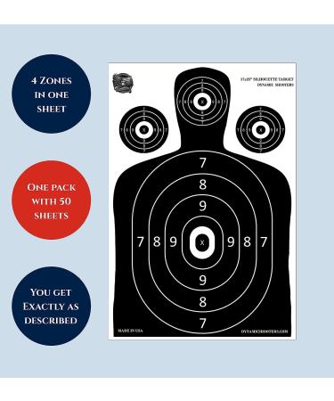 Dynamic Shooters 17X25-inch Paper Shooting Targets - Large Range Silhouette - 50 Sheets - Made in USA for Firearm Rifle Pistol BB Guns Airsoft Pellet Gun Practice - Buy Online on GoSupps.com