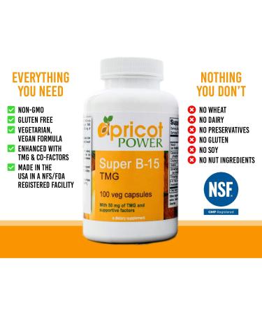 Apricot Power Super B-15 Pangamic Acid Capsules - Boost Oxygen Levels & Energy - 100 Veg Caps - Buy Online on GoSupps.com