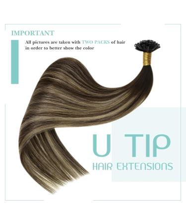 Youngsee Real Hair Ombre Bonding Extensions | 1g 45cm Remy U Tip Extensions | Dark Brown Balayage #4/18 | 50g Keratin Bondings - Buy Online on GoSupps.com