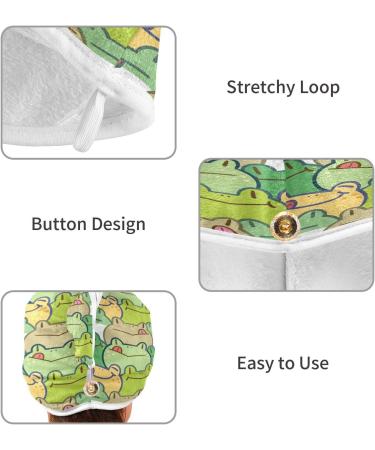 Cartoon Frog Dry Hair Cap & Quick Drying Towel Set - Super Absorbent Soft & Comfortable 2-Piece with Button Headband for Effortless Hair Care - Buy Online on GoSupps.com
