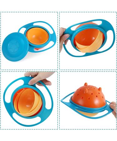 Baby Gyroscopic Bowl | Anti-Spill Toddler Feeding Bowl with Handle | Blue - Buy Online on GoSupps.com