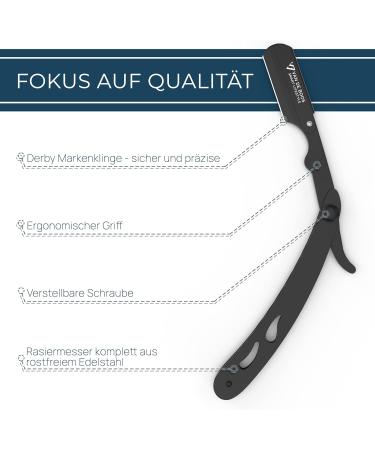 Van de Boos Razor Set - High-Quality Stainless Steel Barber Knife with 100 Derby Blades for Precise Wet Shaving - Perfect Beard Grooming for Men - Buy Online on GoSupps.com